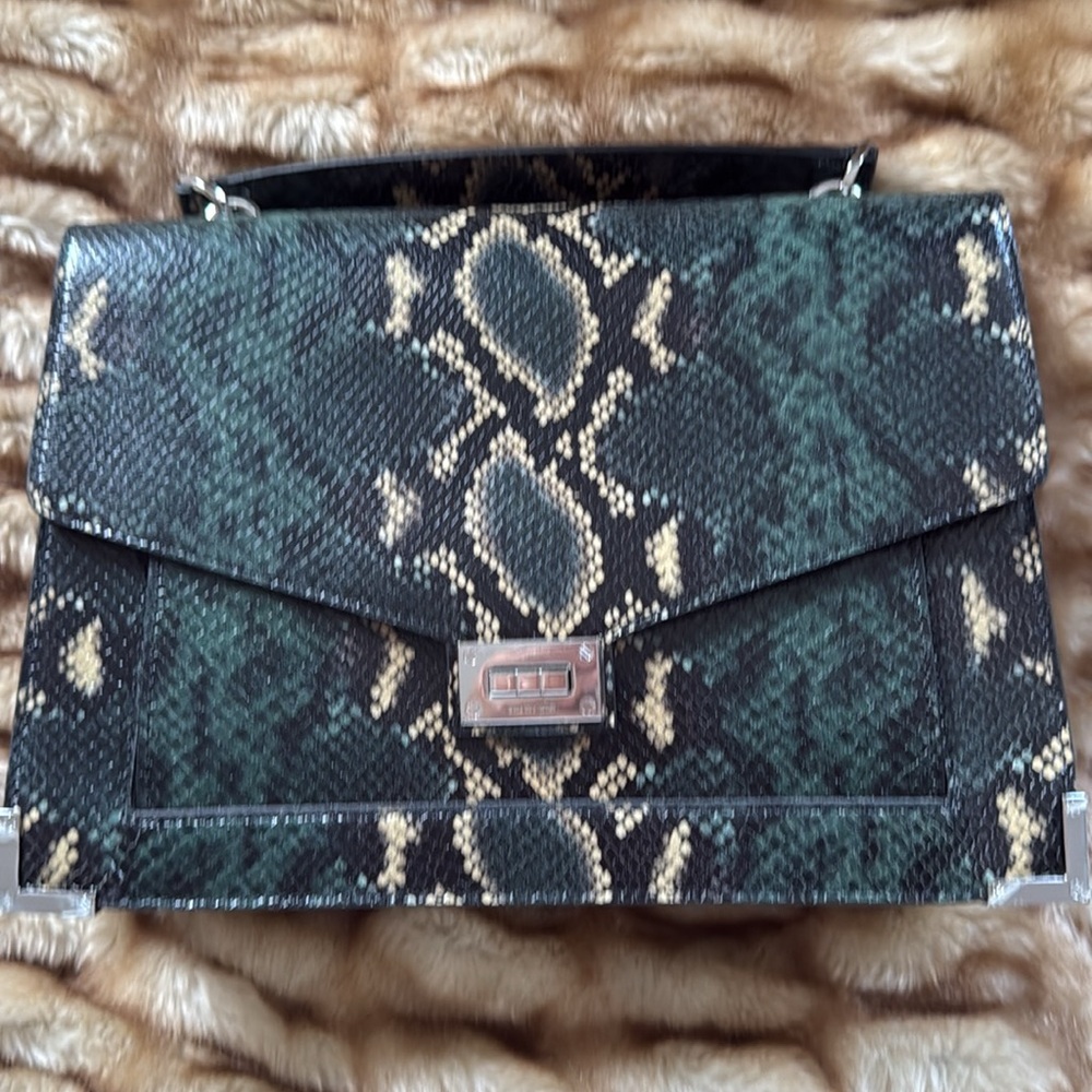 New Kooples Maxi GREEN AND BLACK PYTHON EMILY BAG - Picture 5 of 14
